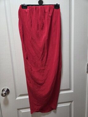 Olive Olivia Red Satin Maxi Wrap Skirt Women’s Elegant Slip Midi/Maxi Skirt